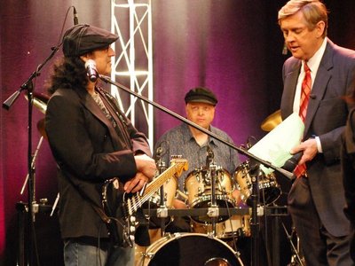 MC with Steve Sanders at WGN 9 Television Studios. Chicago, Illinois, USA. March 27, 2009