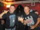 with bandmates at the local gig