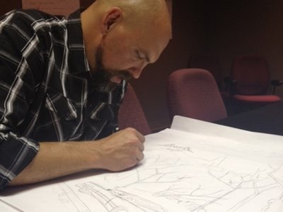 Jeff drawing the new album cover.... "Feels Good"