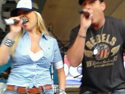 Karen Newman and JOCAINE singing at the hoedown