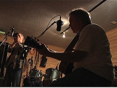Don Wall recording "Hold Me Close" with Drew "Spider" Minshew in Oklahoma City 2011
