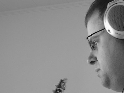 Dave recording in studio - that is, Patrick's bedroom.