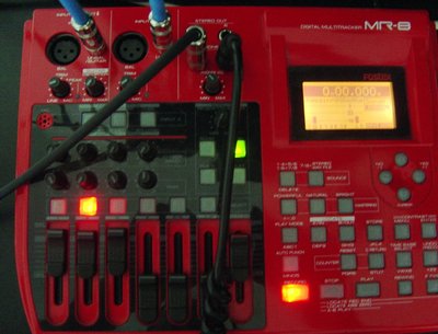 Our first digital recorder, the MR-8.  Tiny flash memory disks and broken buttons.