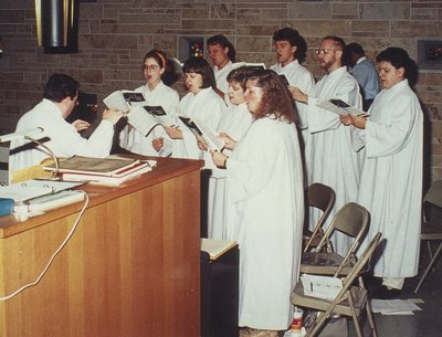 The Schola singing in Bellevue, Illinois in the 1990s