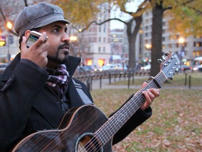 Before a video shoot in DuPont Circle, DC
