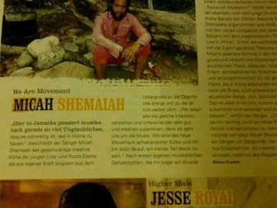 Micah Shemaiah featured in Riddim Magazines issue 2012
