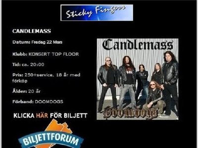 CANDLEMASS, with support act DOOMDOGS, Gothenburg - Sticky Fingers Top Floor - March 22 - 2013