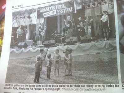 Blind Mule gets in the Brandon Sun after playing the Brandon Folk Festival