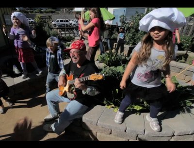 On set shooting Local Inseason and Organic music video for the Good Food Factory