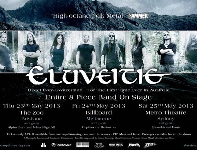 Lycanthia support Eluveitie @The Metro Theatre, Sydney on 25th May 2013