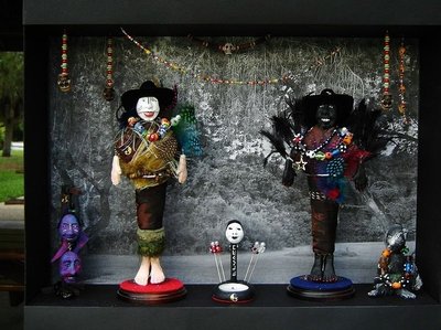 The actual stage I created for the cover of my Crazy Like A Fox album. Homemade voodoo dolls!