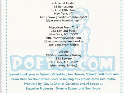 nycSLAMs was I believe a precursor & influence on Def Poetry Jam that came after with 13 top poets