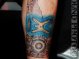 Hu$tle's Burb City / wood-grain Delaware-shaped speakerbox tattoo