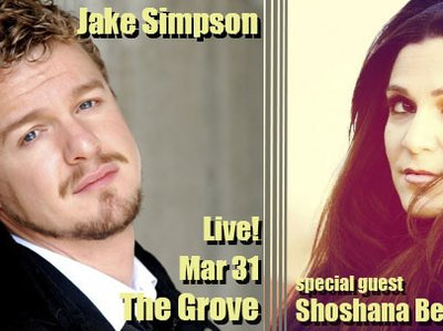 Easter Sunday at The Grove! Jake Simpson welcomes guest Shoshana Bean. Live 3-6pm!