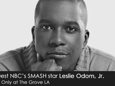 Sun, April 7th at 3-6pm, NBC's Smash star Leslie Odom, Jr. joins Jake Simpson on stage at The Grove