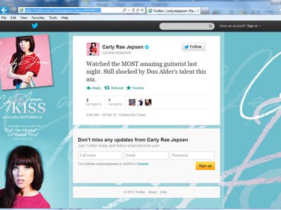 Carley Rae Jepsen - Call Me Maybe shares her thoughts on Don Alder