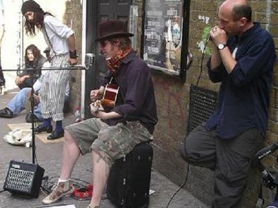 1st ever show - busking on Brick Lane with a broken neck