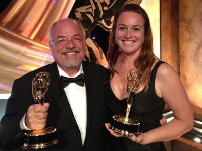 Ron Franklin and Amanda Mascia at the Emmy Awards
