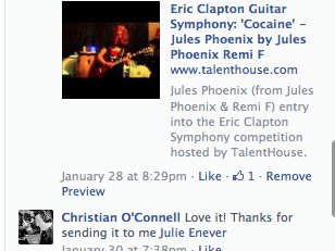 Jules a "Love it!" from Absolute Radio's Christian O'Connell for her Guitar Solo Video