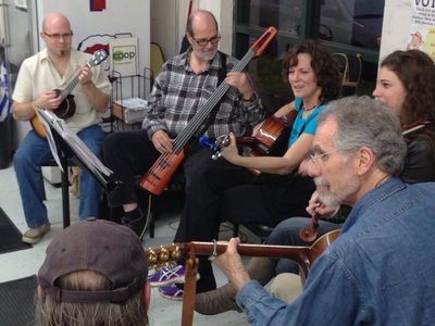 Doug (bass) with Mary Sanford and friends at Ever'Mans 2013