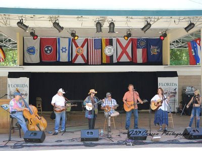 On stage at the 2013 Florida Folk Festival with Ron Johnson and Friends