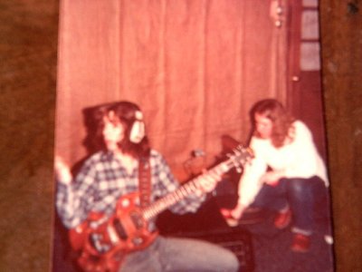 check out paul's guitar. swiss cheese, but sound great. getting ready to record lead guitar track 