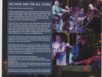 Joe Rock and The All Stars in Full Throttle Magazine NY NE www.fullthrottlenyne.org/joe-rock-stars/