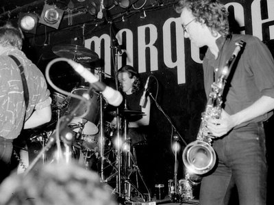 Anthony Thistlewaite from Waterboys with Skeletal Family 1985