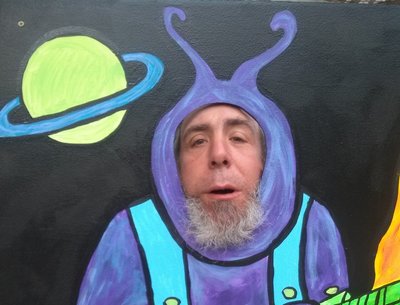 Playing some "space music" at The Last Stage West.