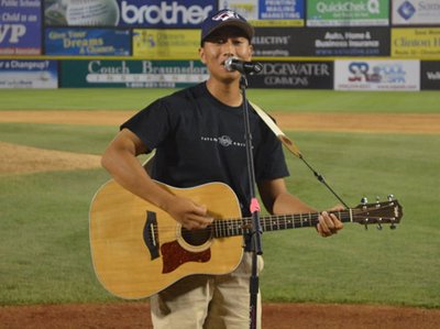 Performing Patriot's jingle live @ TD Bank Park on 7/24/13