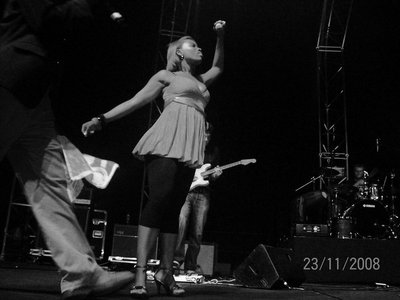 on stage