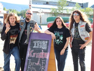Group Shot in Dawson City, Yukon - Outside of the Midnight Sun Hotel