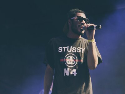On stage opening for Chance The Rapper