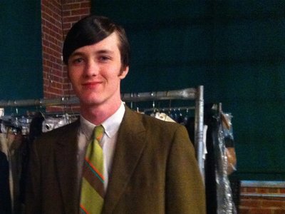  Leighton playing Charlie Watts on set of "Get On Up."."