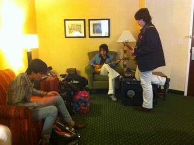 Getting Ready for a show in our hotel room in Memphis.