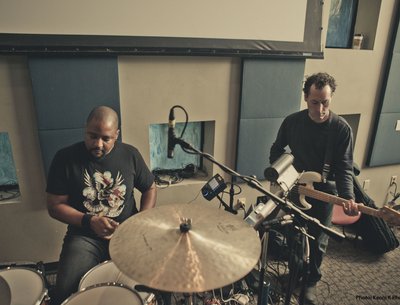 Rehearsing parts with Anthony Sallee.