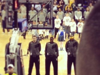 Singing the National Anthem for the Indiana Pacers.