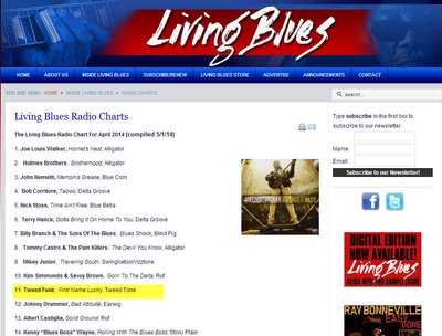 First Name Lucky Debuts at #11 on the Living Blues Chart (April 2014)