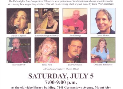 Flyer from July 2014 PASA Showcase Concert