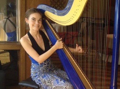 Electroacoustic harp at graduation reception