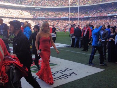 Annelies coming off after her performance at the 6 Nations Wales v England match at Twickenham 