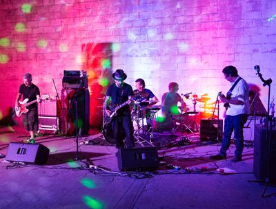 Tommy Guerrero sits in w/ El Diablitos on La Sirena. LA 7/25/14