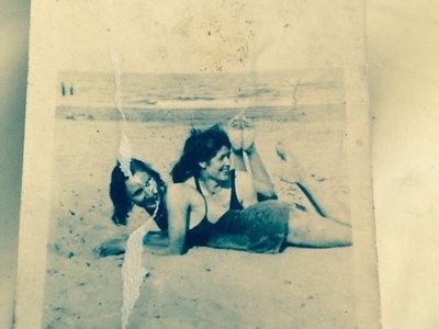 My grandmother an her friend on the beach in Dublin Ireland