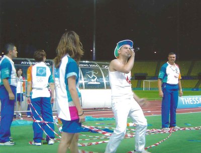 Athens 2004 Olympic Games. Aris singing in Kaftanzogleio Venue after the last football game.