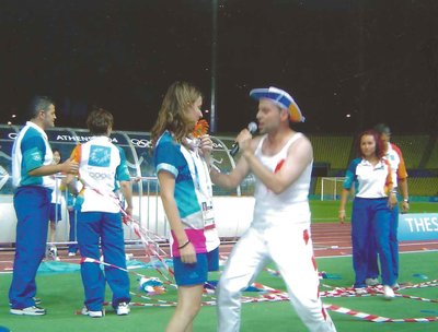 Athens 2004 Olympic Games. Aris singing in Kaftanzogleio Venue after the last football game.