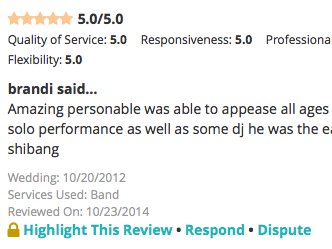 WeddingWire.com Review from Brandi
