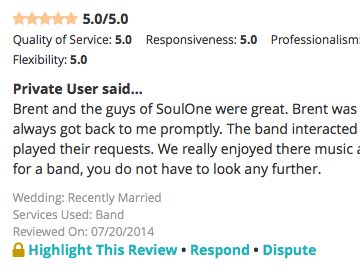 WeddingWire.com Review from a Private User