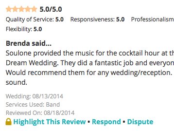 WeddingWire.com Review from Brenda