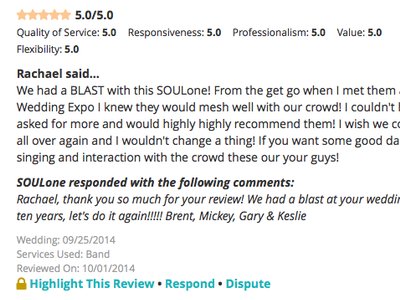 WeddingWire.com Review from Rachael