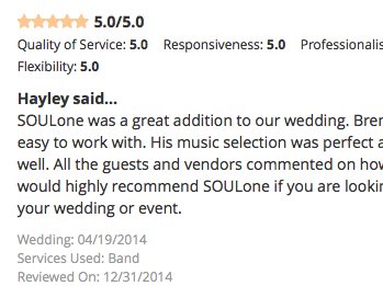 WeddingWire.com Review from Hayley